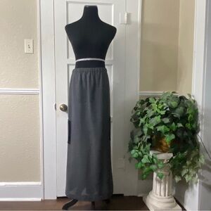 Shirin Guild Straight Dark Gray Maxi Wool Skirt